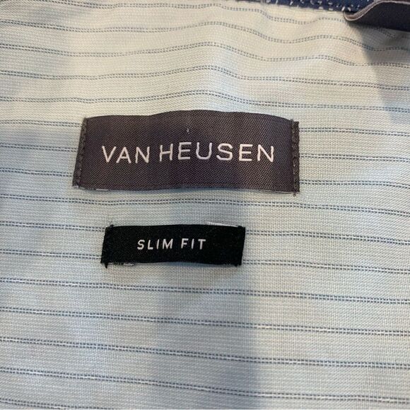 Van Heusen Light Stripe Button Down Shirt Size XL Slim Fit - Picture 6 of 10